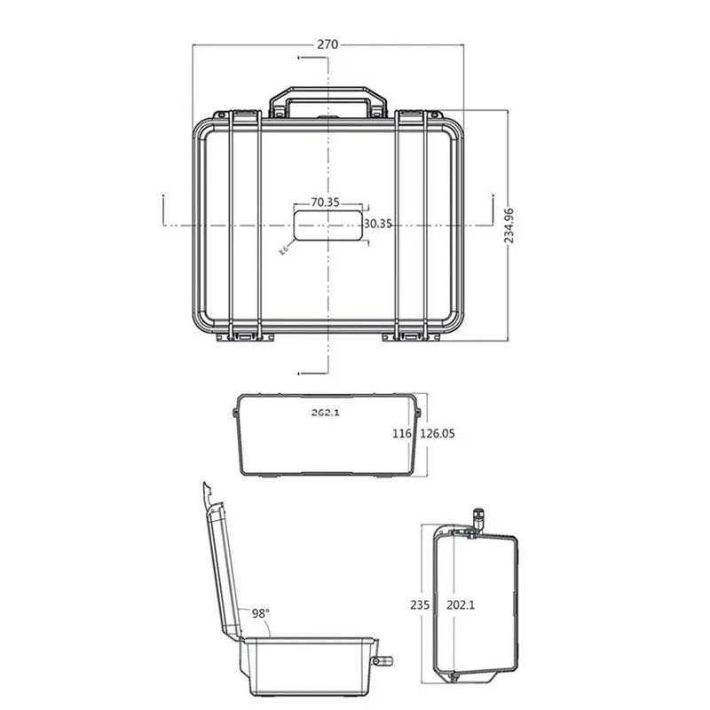 Professional ABS Plastic Safety Instrument Toolbox with Foam Insert - 280x240x130mm Outdoor Storage Case