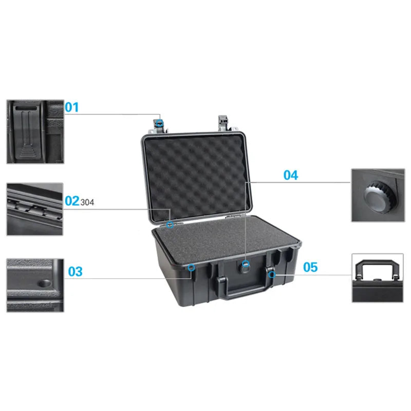 Professional ABS Plastic Safety Instrument Toolbox with Foam Insert - 280x240x130mm Outdoor Storage Case